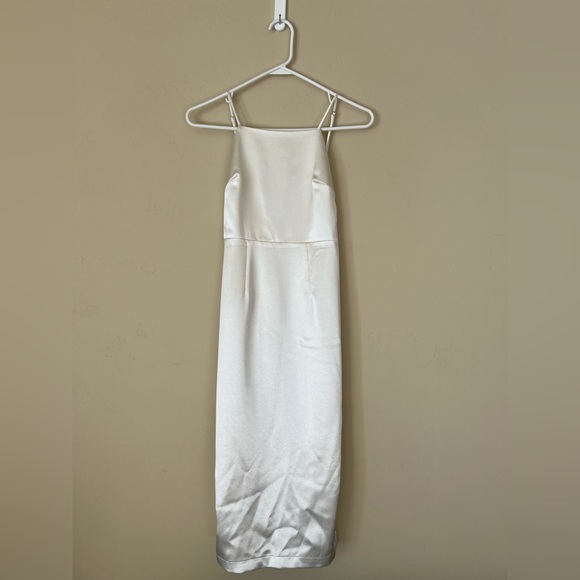 Lulus Adoring Attitude White Satin Column Midi Dress - Picture 5 of 9